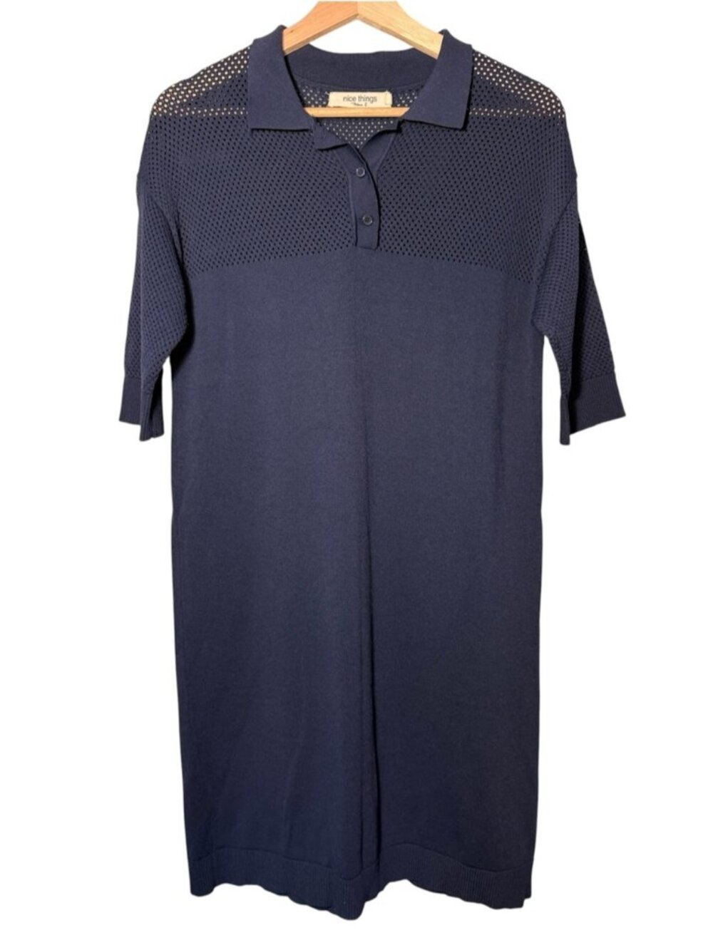 Nice Things Paloma S Navy Polo Knit Mini Dress size M